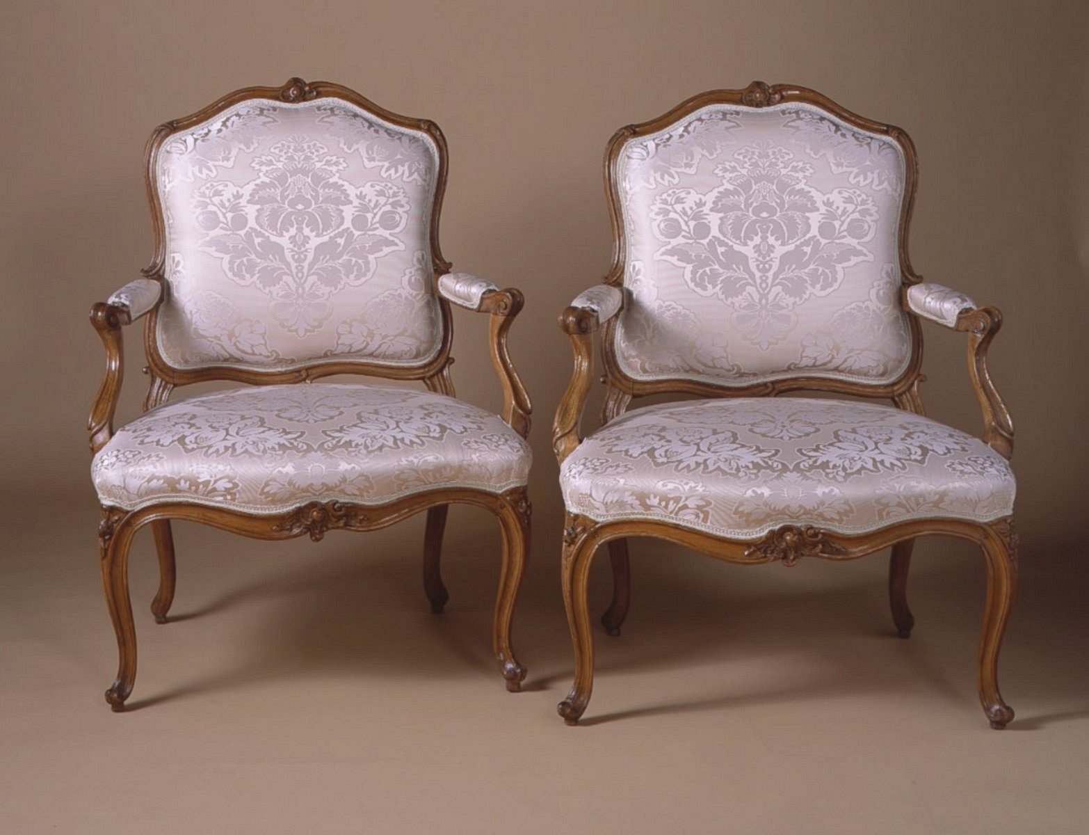 Pair of French Louis XV Period, Beechwood Fauteuils Stamped, “S Blanchard”