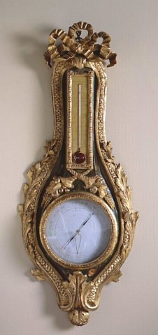 French Barometer-Thermometer in Lacquered and Giltwood - Click to enlarge and for full details.