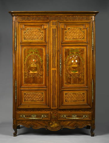 French, Late 18th Century, Fruitwood, Marquetry Armoire from Lorraine - Click to enlarge and for full details.