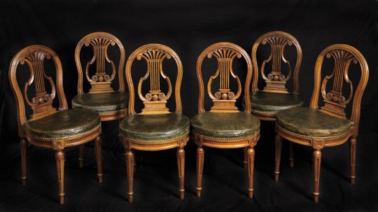 Suite of Four French Louis XVI Period, Walnut Chairs Stamped, “J. CHENEAUX” - Click to enlarge and for full details.